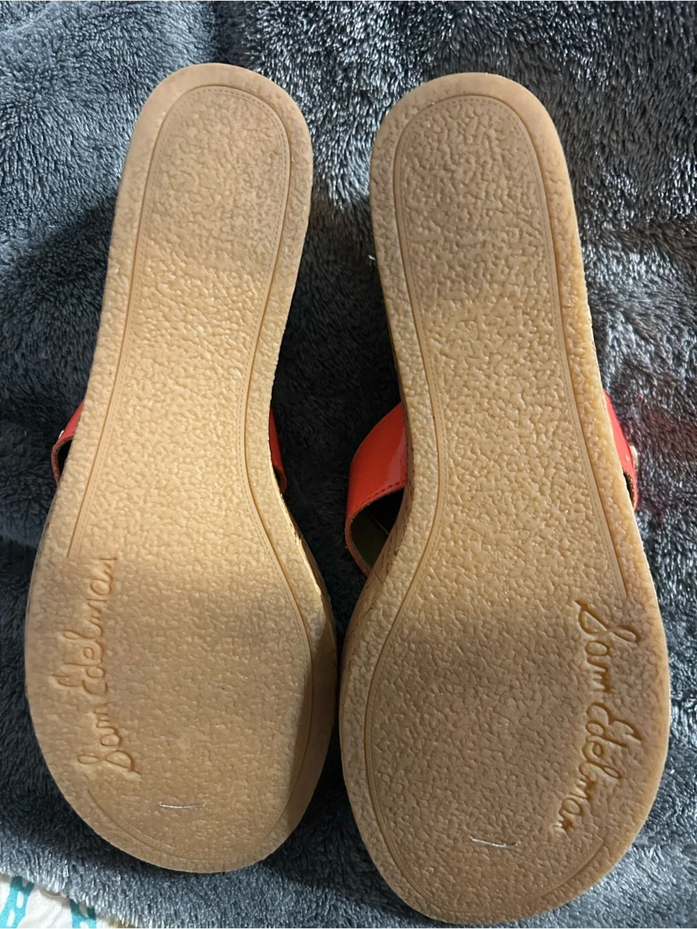 Sam Edelman Orange Patent Thong Sandals